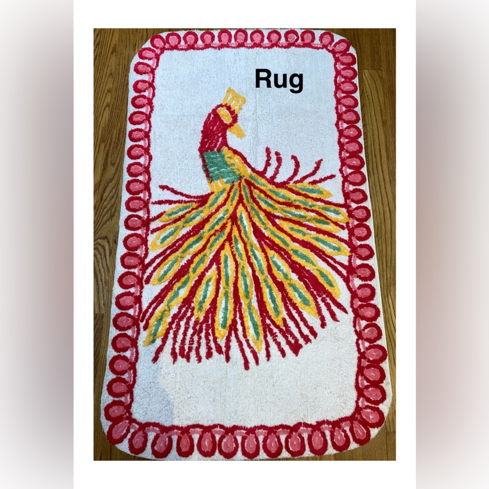 Stunning Vintage Chenille Peacock design
bedspread w/ MATCHING RUG!
Like new - Picture 3 of 4